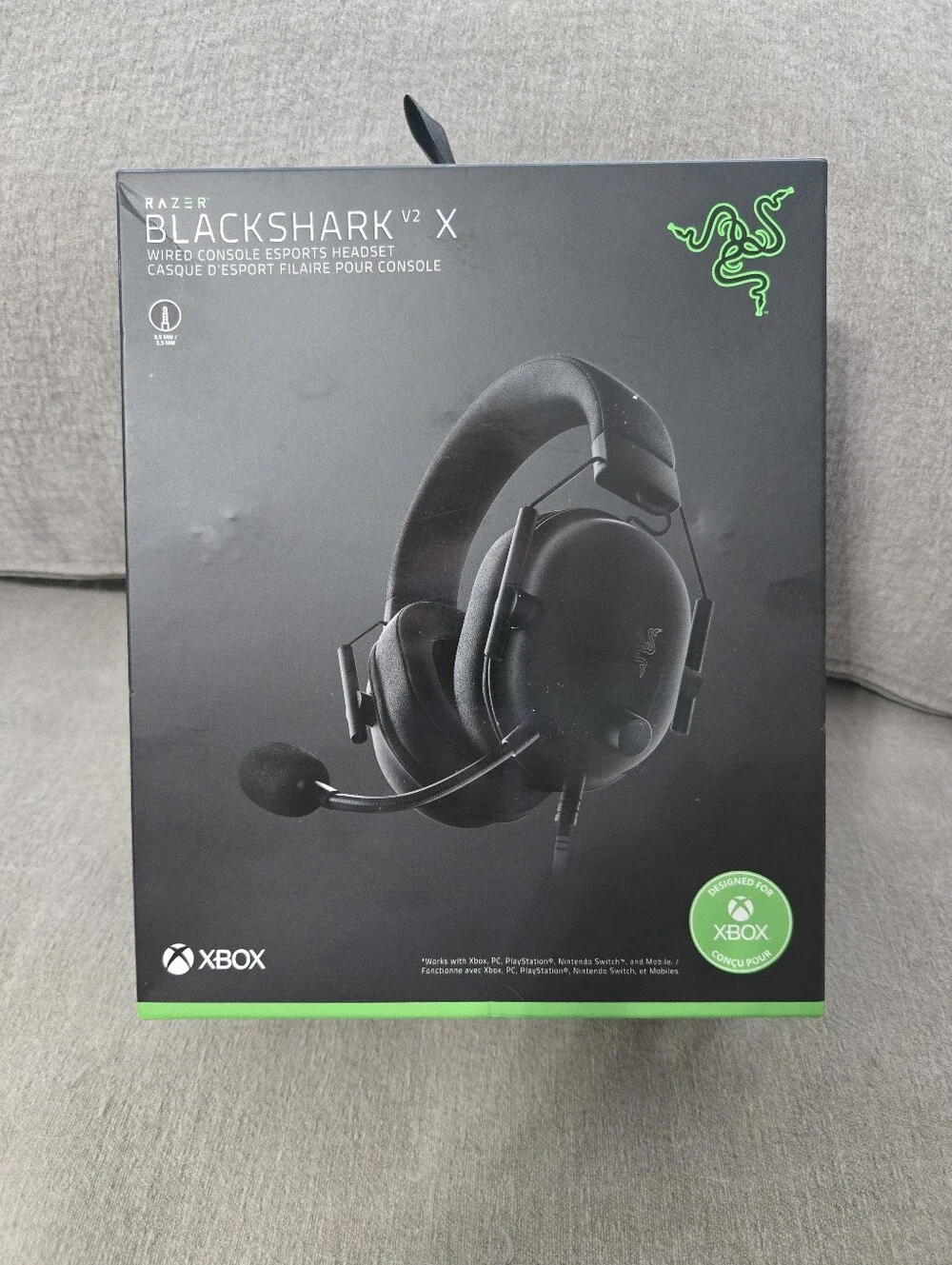 Razer BlackShark V2 X Wired Gaming Headset - Black with Green Accents